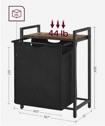 Кош за пране VASAGLE с подвижна торба 65L