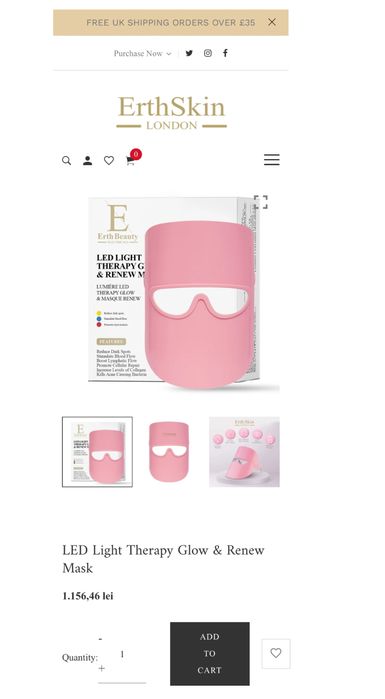 Erth London LED Light Therapy Glow & Renew Mask (Masca faciala LED)