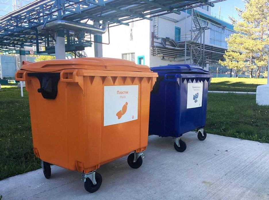 Пластмассовый мусорный контейнер 1100 л для ЖКХ и предприятий!