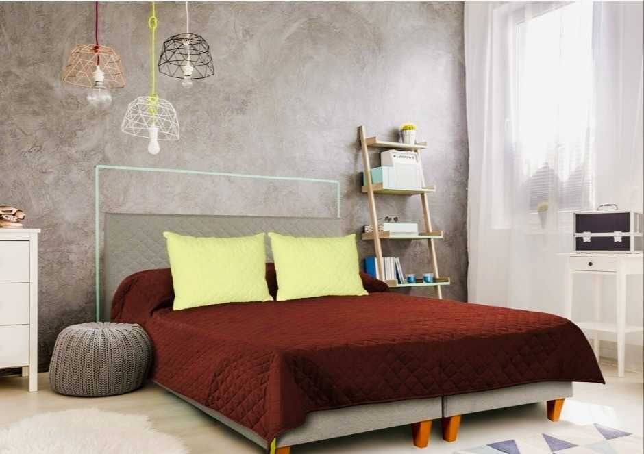 Cuvertura matlasata 2 fete maro/ verde 210x220