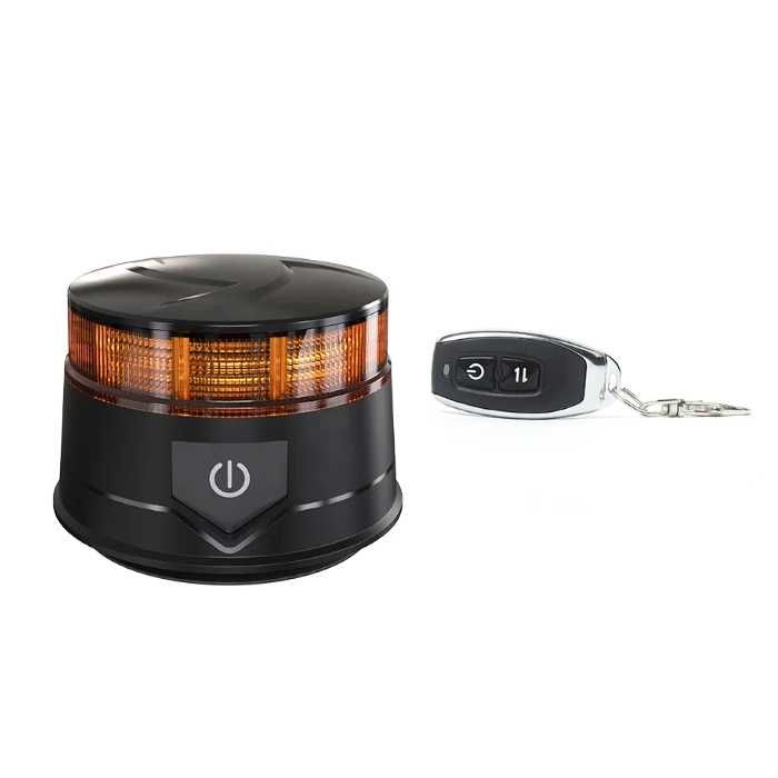 LED Сигнална Лампа 12-24V, Оранжева - 30 LED, IP67, Магнит, 7 Режима,