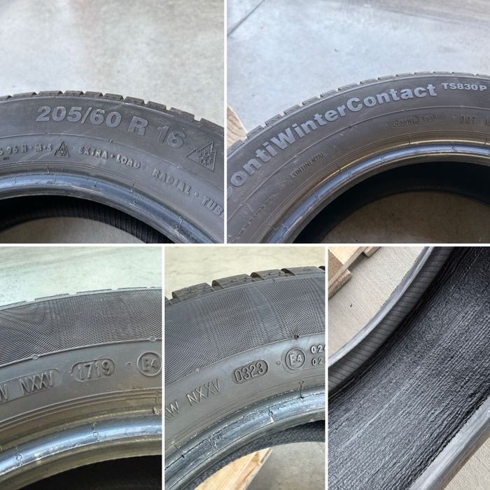 4бр. КАТО НОВИ Зимни Гуми 205/60R/16 -CONTINENTAL- DOT:0323- 7.9м+6.3м