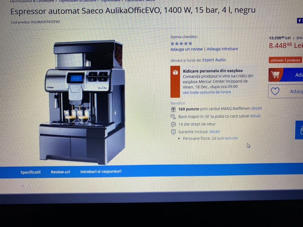 Espressor expresor aparat de cafea Saeco Aulika Ofice