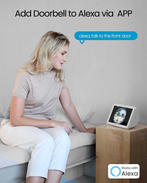 ieGeek безжичен видео звънец,AI детектор на движение,2.4GHz WiFi,Alexa