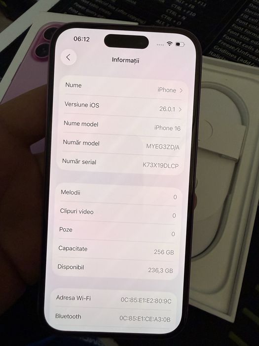 iPhone 16 pink impecabil 256GB baterie 91% garanție 1 an