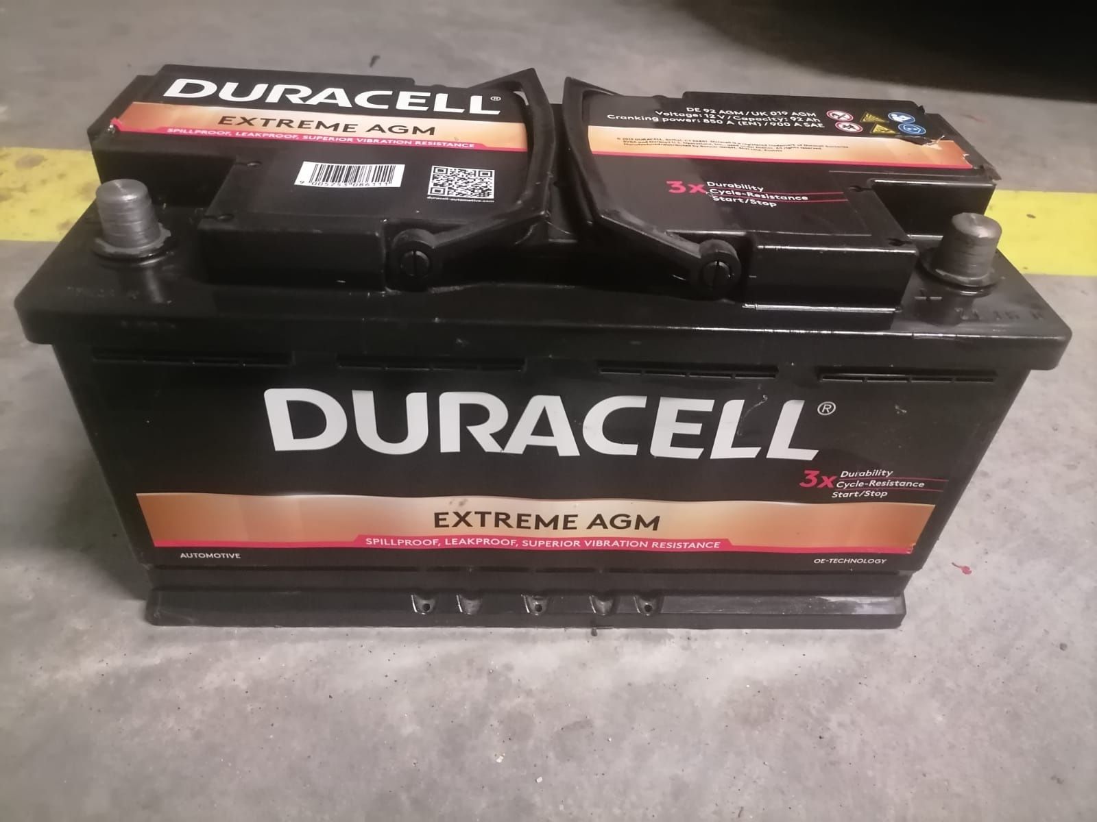 Baterie auto Duracel 92 amperi Agm cu Start stop 2023 import Germania