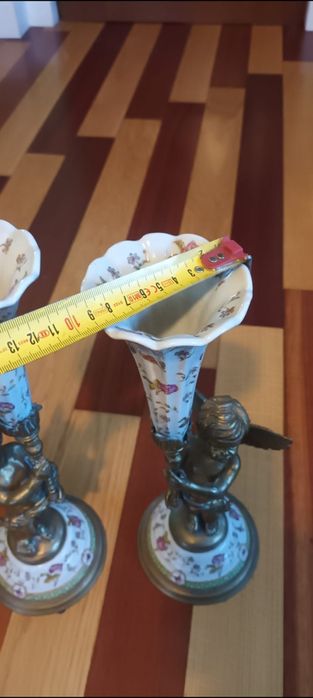 Pereche Sfesnice vechi, Bronz și Porțelan