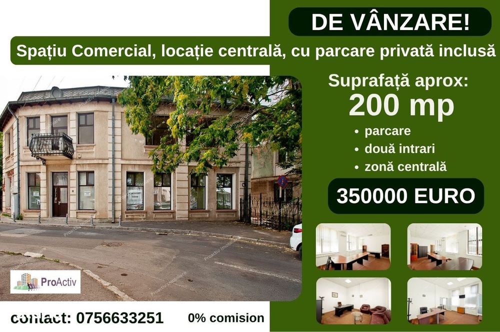 Spațiu Comercial, locație centrală, cu parcare privată inclusă.