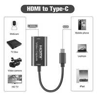 Placa captura HDMI la USB-C - 4k  60hz video + audio stereo