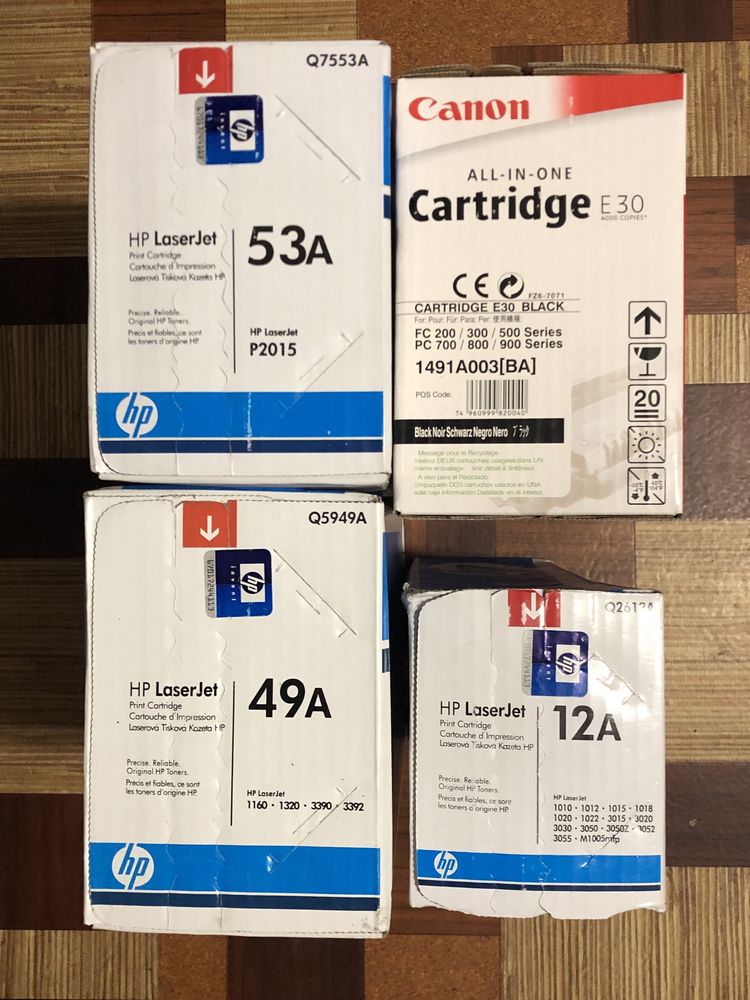 Картридж HP 12A, 49A, 53A, Canon E30
