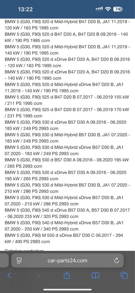 H&R Спортни Пружини BMW G30 35mm