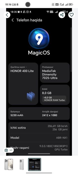 Honor 400 lite срочна продам