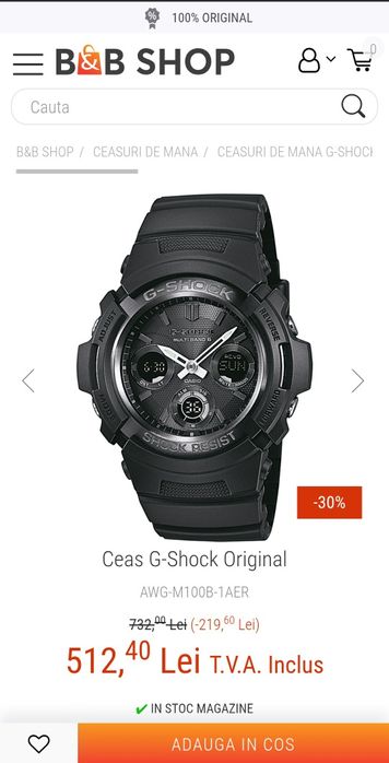 Casio G-Shock AWG-M100B-1AER; ORIGINAL, acte, sigilat.
