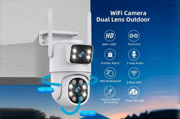 WIFI камера наблюдения 2камеры 360