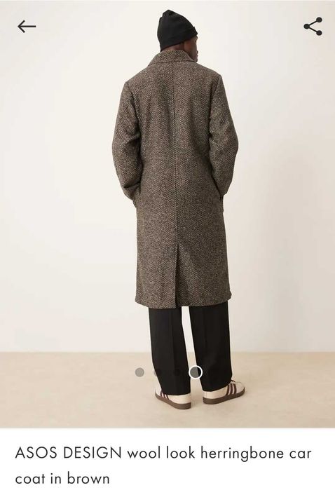 Мъжко есенно-зимно дълго палто, кафяво,вълна + хастар НОВО - XL размер