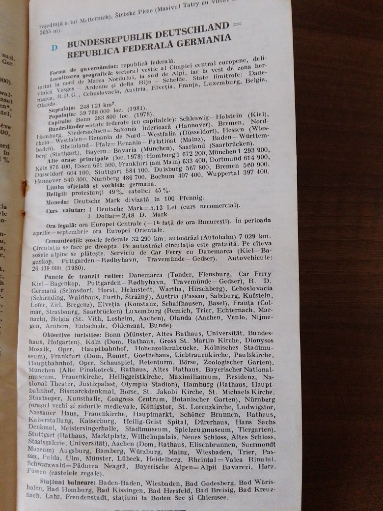 Vând Text anexa la harta rutiera a Europei din  1983
