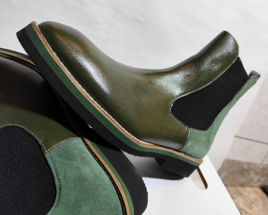 Ghete chelsea de lux 42.5 43 plain toe GIROTTI NOI piele naturala