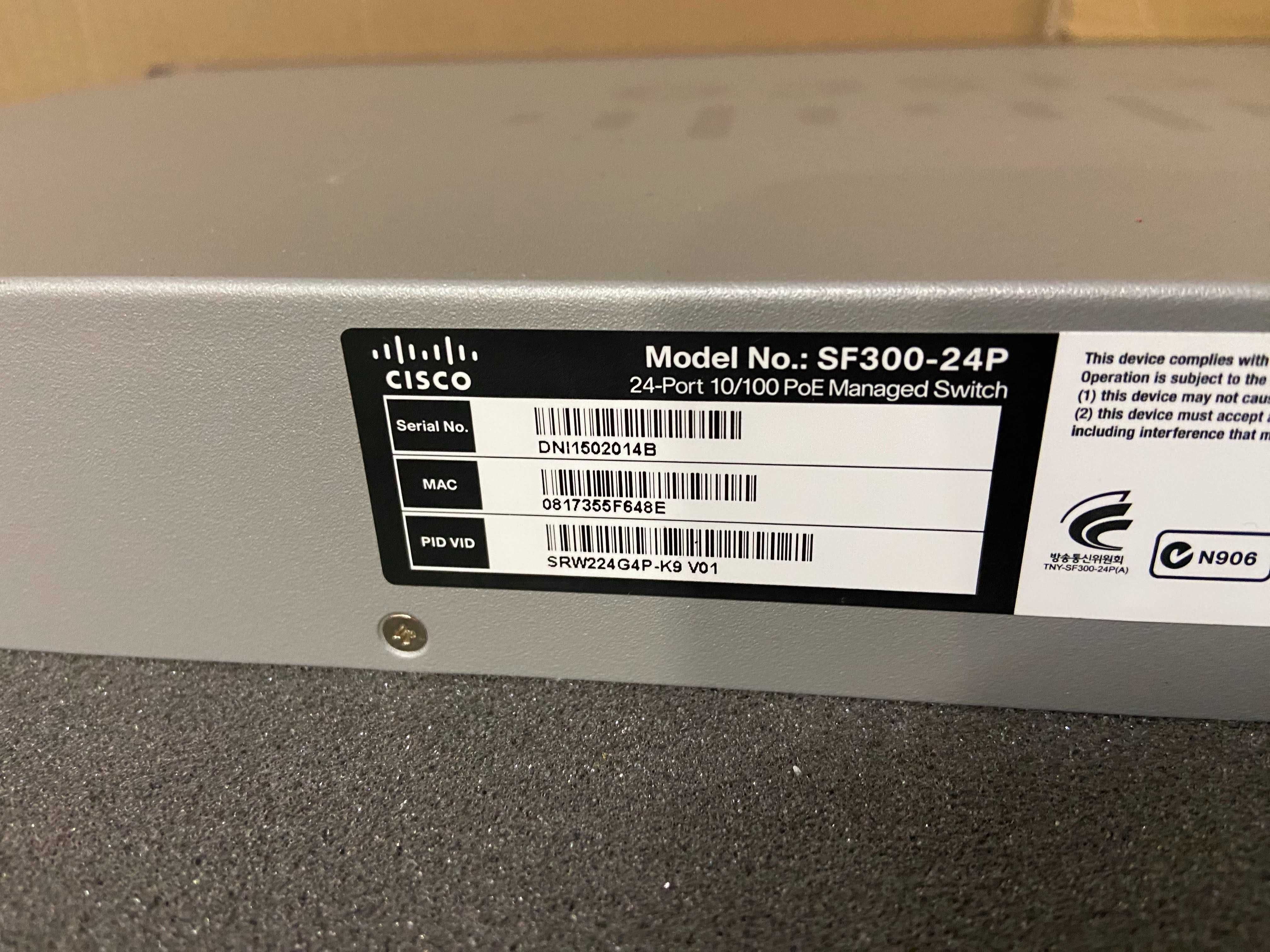 Cisco SF300-24P 24 портов PoE суич switch камери видеонаблюдение voip