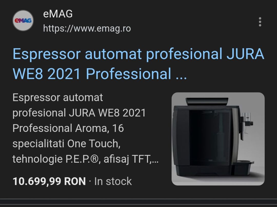 Automat cafea jura we8 (5569 selectii preparate)
