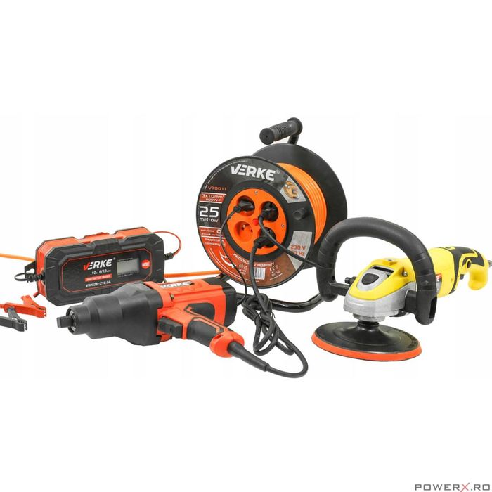 Rola prelungitor cablu cu cadru metalic, 40 metri 3 x 1,5 mm, Verke