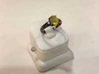 Art кольцо серебро 925, чёрный родий, жёлтый сапфир, украшение подарок