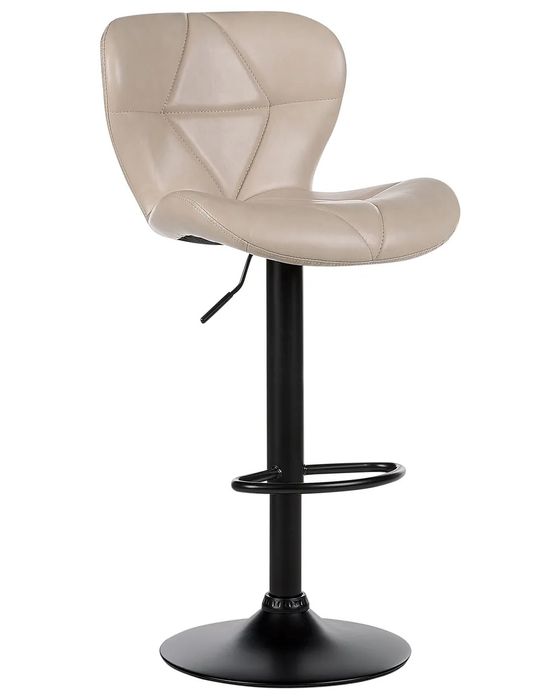 NOU Set 2 scaune bar "VALETTA", piele ecologică, bej