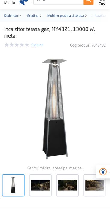 Incalzitor terasa  Myria gaz, MY4321, 13000 W, metal