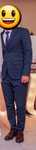 Costum bleumarin in carouri Slim Fit H&M