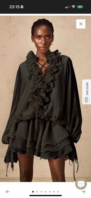 Zéphyrine floral-appliqué tiered mini dress in Black
