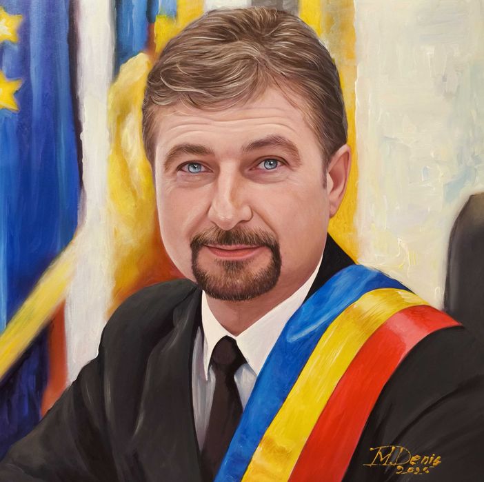 Tablou portret pictat manual original cadou