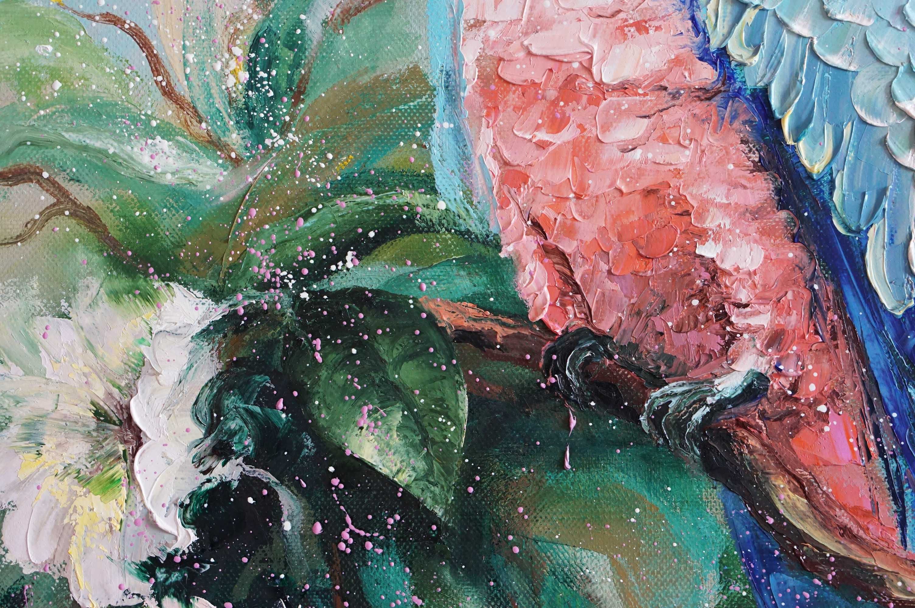"Нежна екзотика" Картина 60х40см, Маслена живопис с шпакла
