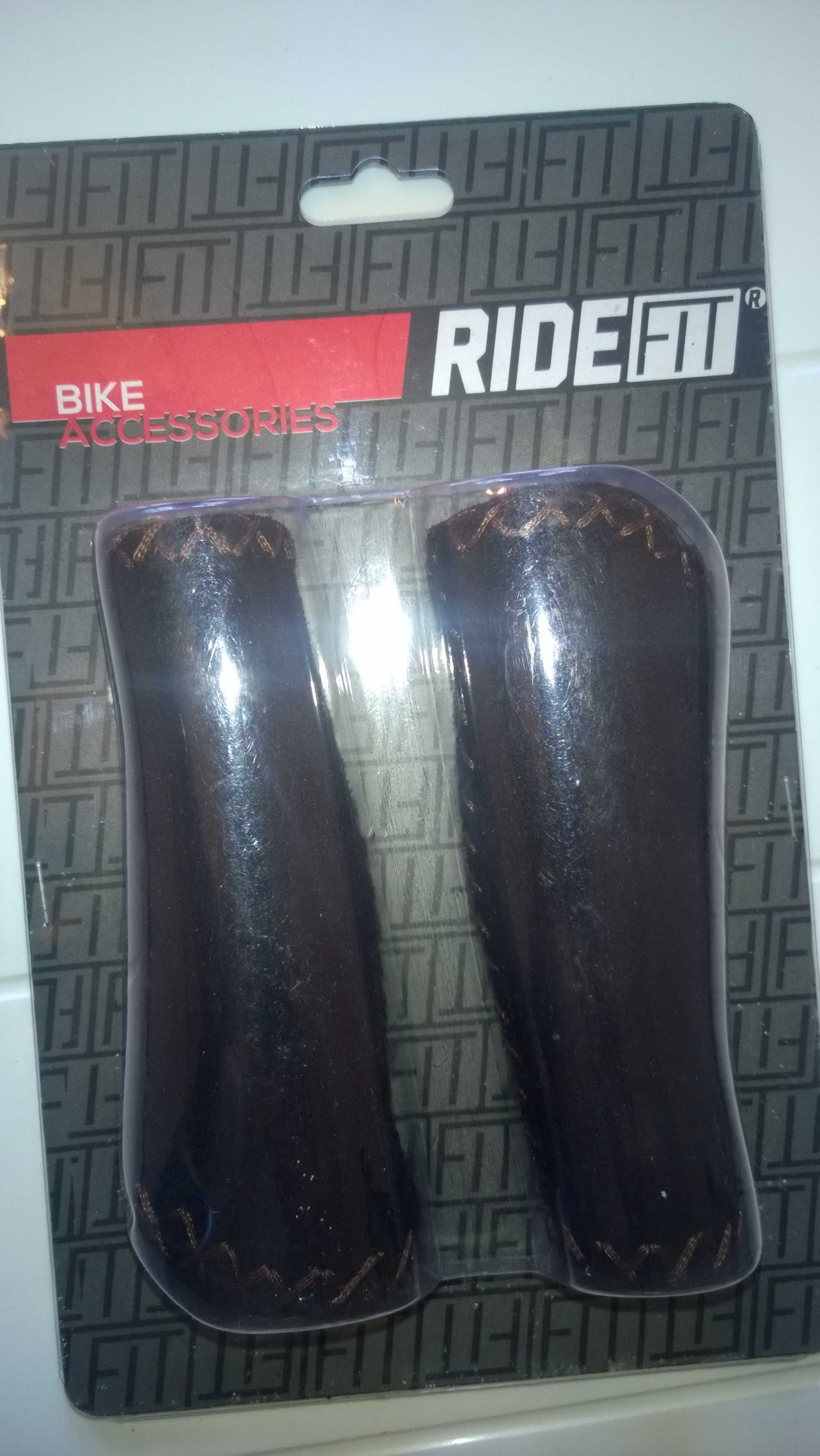 Кожени дръжки - грипери за велосипед, тъмно кафява естествена кожа