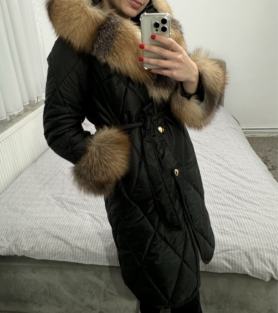 Geaca parka blana naturala
