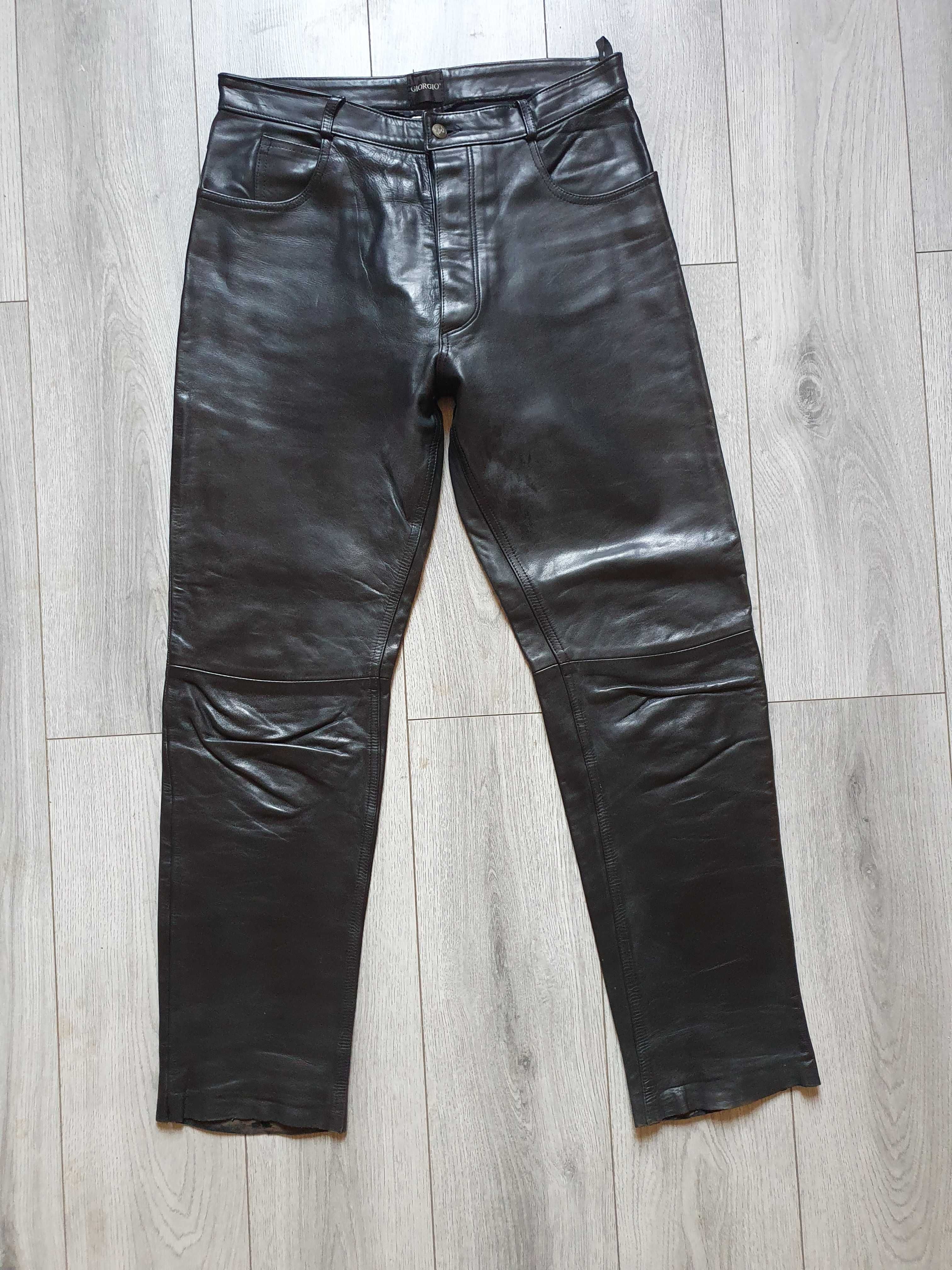 Pantaloni de piele GIORGIO (rock, motor) - Marimea 46 (Talie 90 cm)