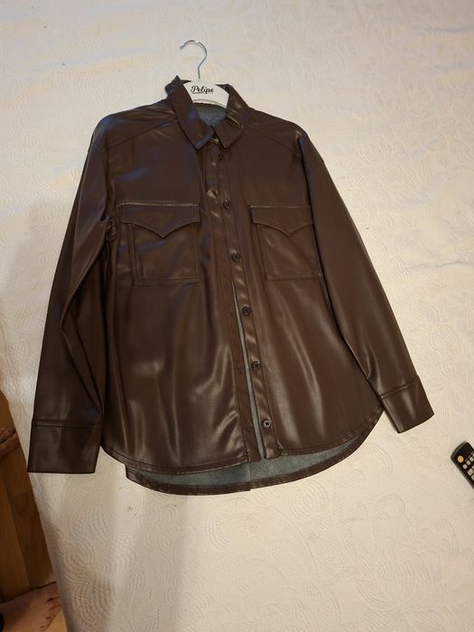 Camasa piele eleganta maron