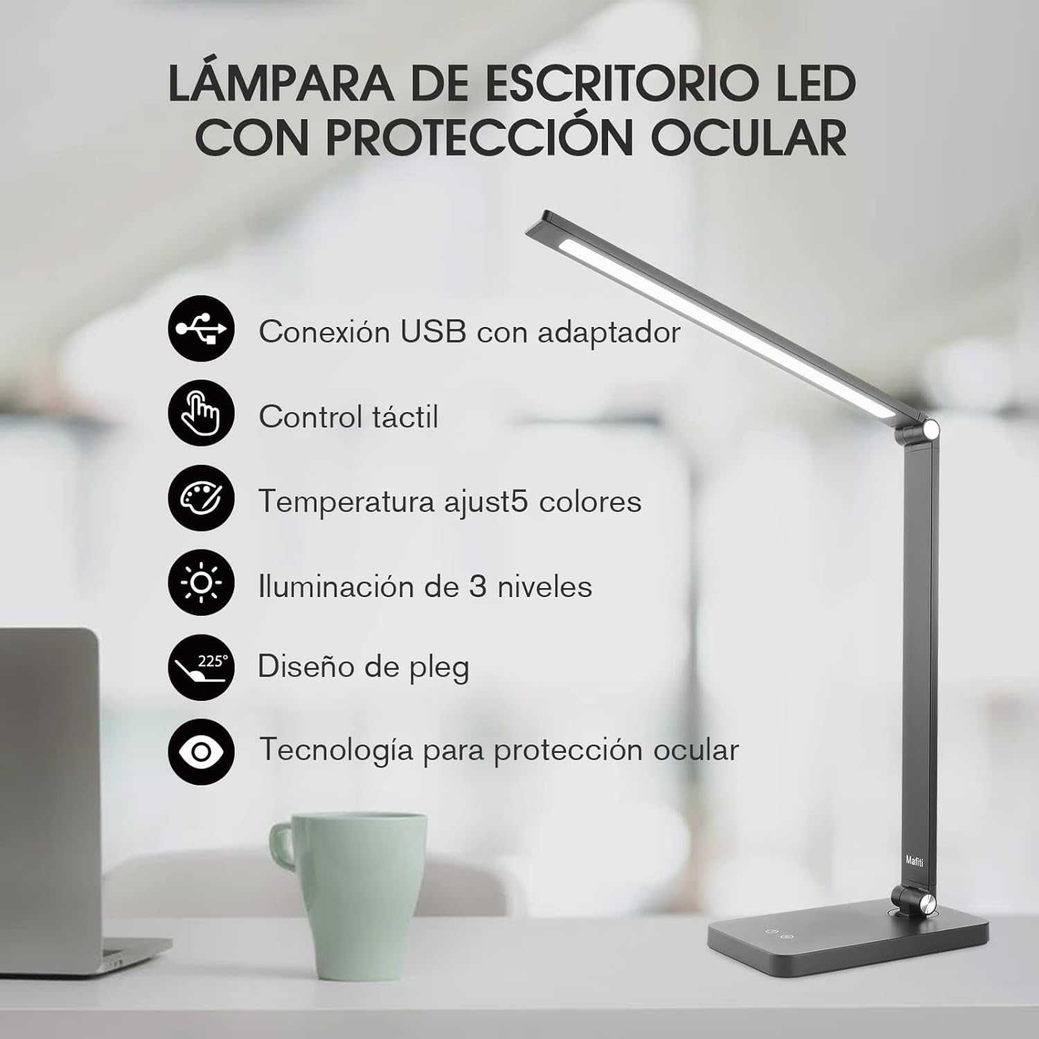 НОВА! LED настолна лампа, USB зареждане, сгъваема, сензорна