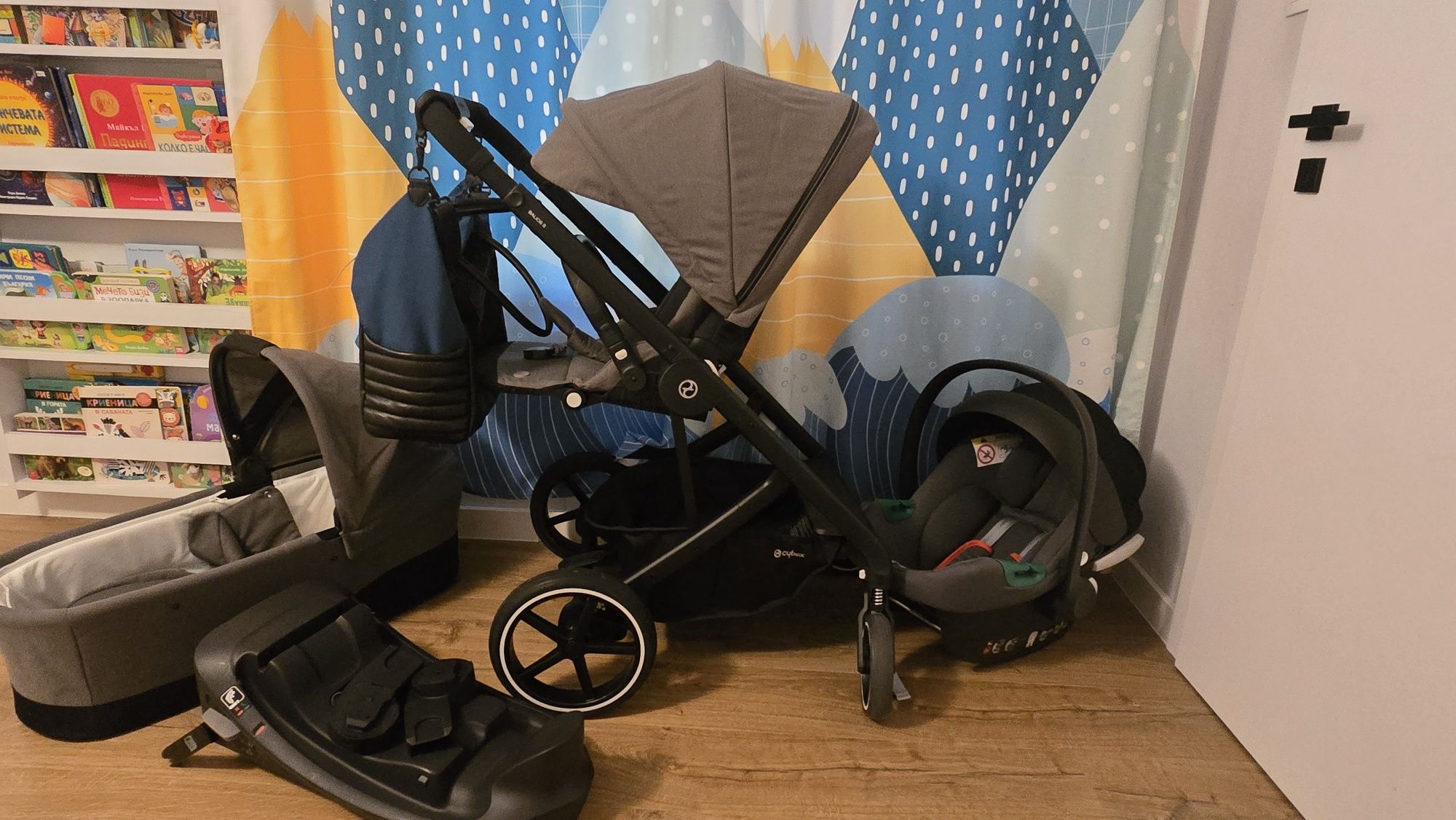 Cybex balios s lux 3в1 с isofix база за кола, адаптори за количка и но