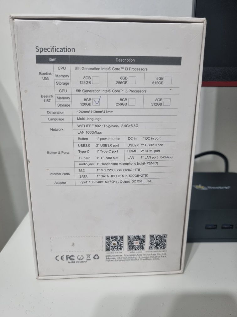 Mini PC unitate Beelink u57, Procesor Intel i5, 8GB ram