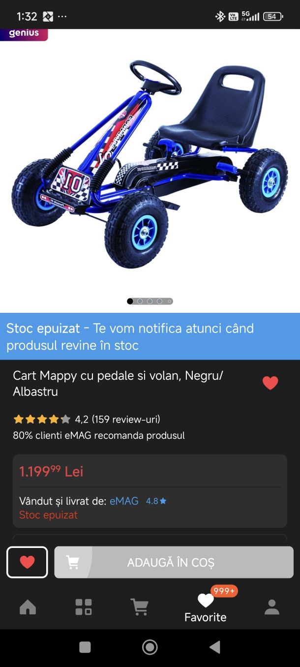 Kart cu pedale pentru copii, aproape nou