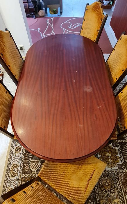 Masa lemn cu 6 scaune