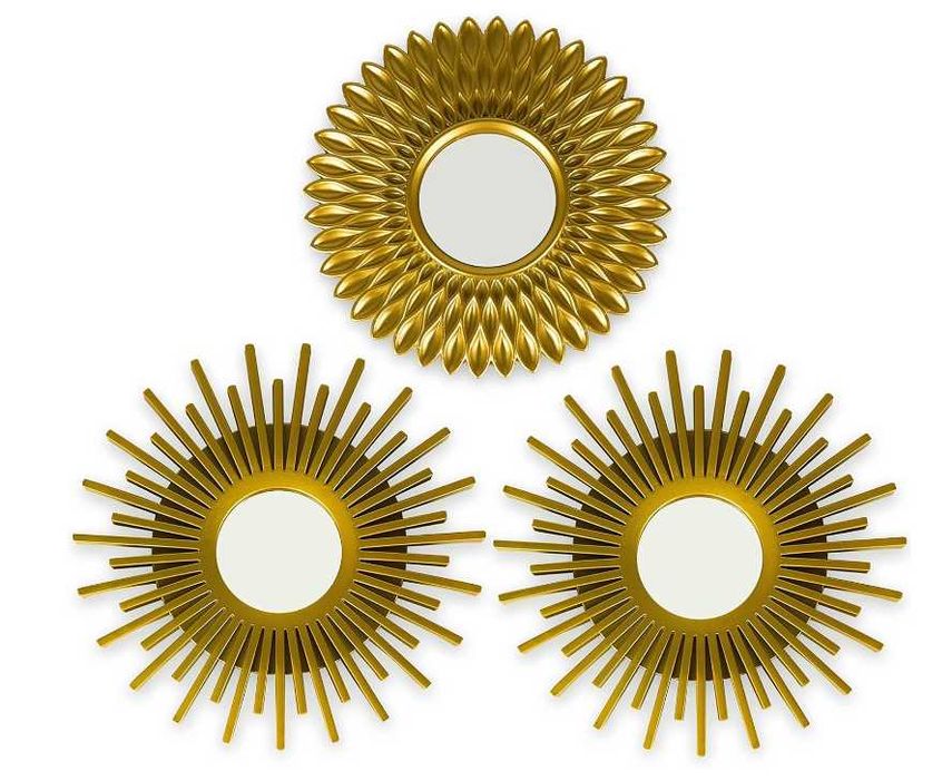 Oglinzi aurii pentru perete Pachet de 3 - BONNYCO