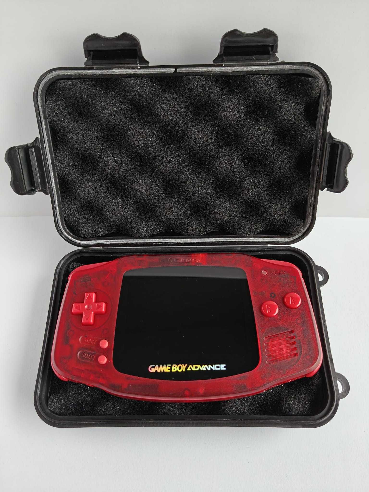 Gameboy Advance cu ecran IPS, carcasa rosie si baterie reincarcabila