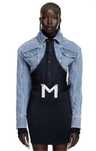 Jacheta/ geaca Mugler H&M din denim cu detaliu in talie, marimea XS