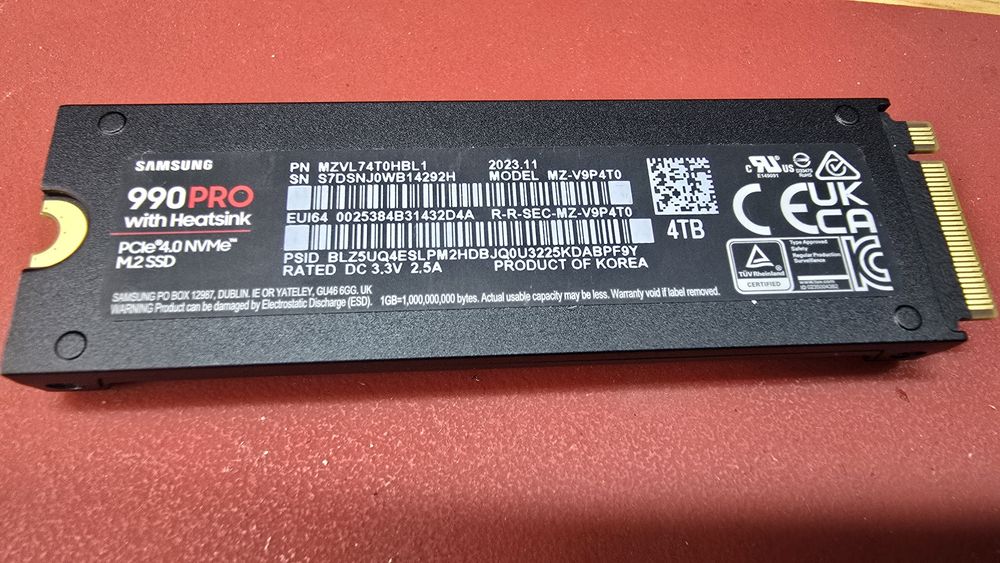 Ssd Samsung 990 pro 4tb,heatsink,nou
