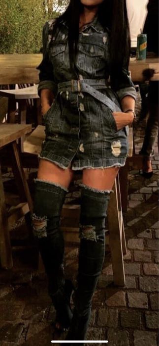 Cizme lungi denim