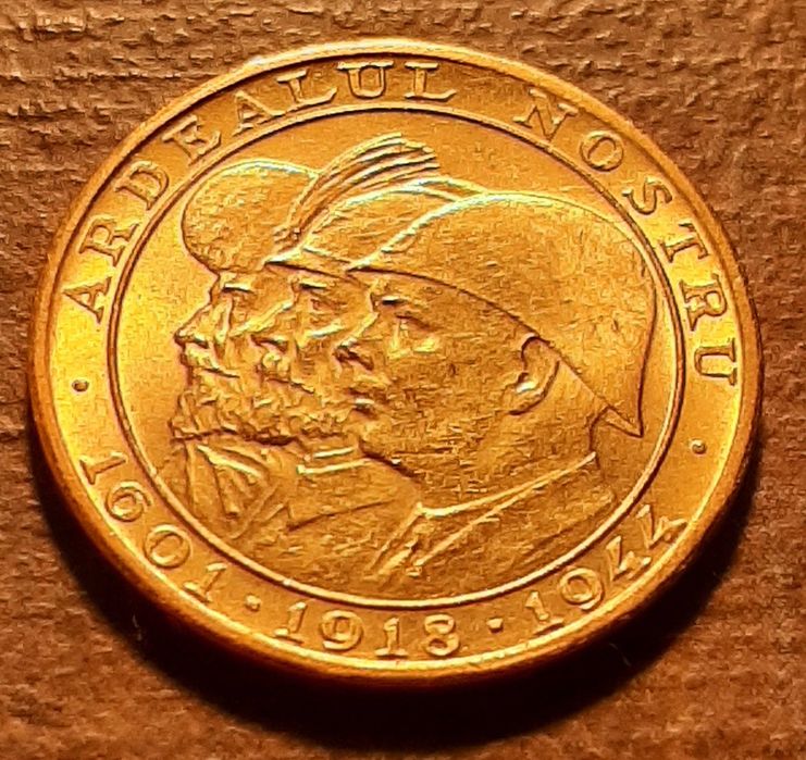 Moneda AUR 20 lei 1944 Ardealul Nostru MS64, MS63, MS62, AUTENTIFICATE