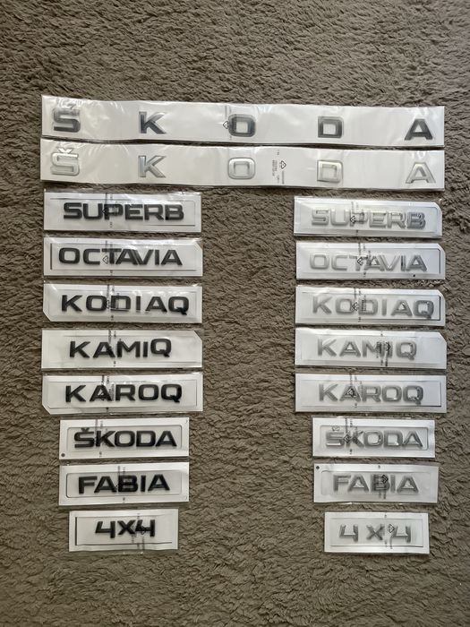 Set embleme SKODA SUPERB 4x4 emblema stema sigla scris inscriptii logo