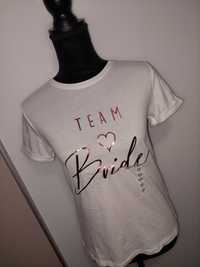 Tricou Team Bride, nou, alb cu imprimeu roz sidefat