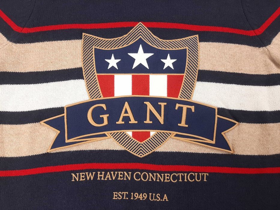 Gant Banner Shield - Оригинален мъжки пуловер от вълна размер XL