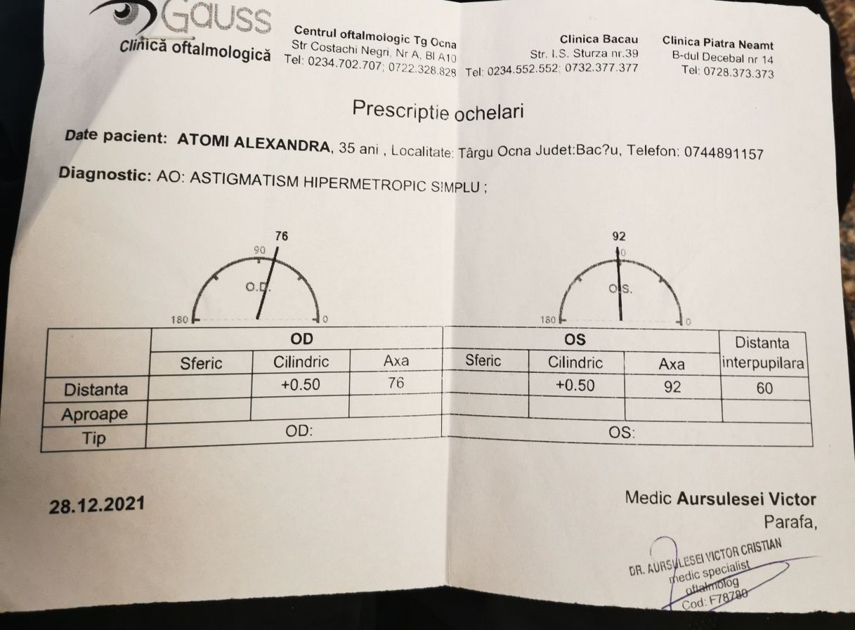 Ochelari pentru distanta + 50